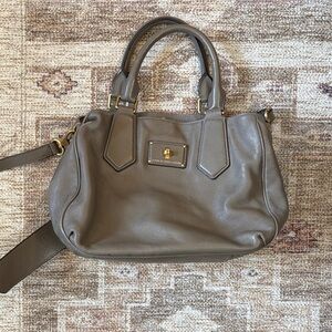 Marc Jacobs Taupe Leather Satchel with Gold Hardware